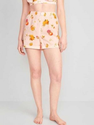 Old Navy Matching High-Waisted Printed Pajama Boxer Shorts Pyjama Damen Rosa | 7159XTUSQ