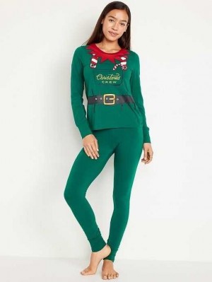 Old Navy Matching Holiday Graphic Pajama Set Pyjama Damen Santas Helper | 2789CZHRM