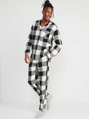 Old Navy Matching Plaid Flannel Pajama Set Pyjama Herren Schwarz | 6029OVHTF