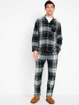 Old Navy Matching Plaid Flannel Pajama Set Pyjama Herren Grün | 1364PSZGF