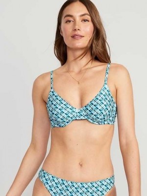 Old Navy Matching Print Underwire Bikini Swim Top Badeanzüge Damen Blau | 6490CVRJL