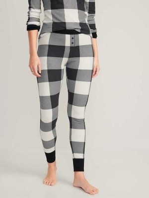 Old Navy Matching Printed Thermal-Knit Pajama Leggings Pyjama Damen Schwarz | 7425RGYKS