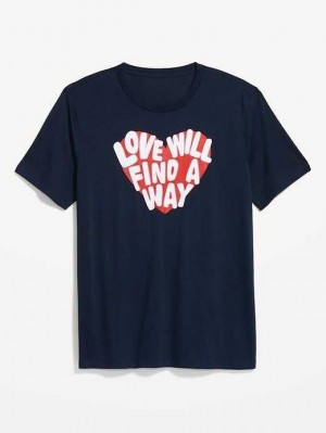 Old Navy Matching Valentine-Graphic T-Shirt T-shirts Herren Navy | 0428NYVLP