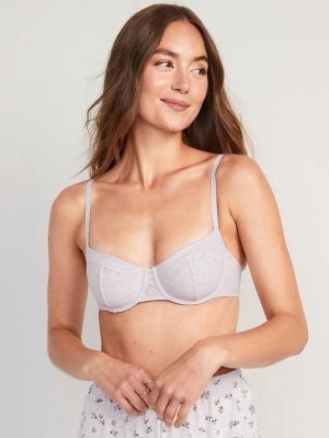 Old Navy Mesh Underwire Balconette Bra BHs Damen Lila Weiß | 6705MVJPW