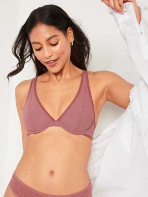 Old Navy Mesh Unlined Underwire Plunge Bra BHs Damen Quartzite | 2319EGQDJ