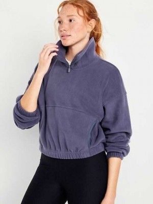 Old Navy Micro Fleece Cropped Pullover Lauftop Damen Volcanic Glass | 7928OHISR