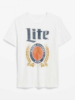 Old Navy Miller Lite Gender-Neutrale T-Shirt T-shirts Herren Weiß | 2073QZSJU