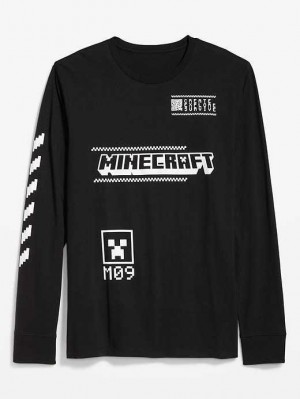 Old Navy Minecraft Gender-Neutrale Long-Sleeve T-Shirt T-shirts Herren Schwarz | 7682IGFMY
