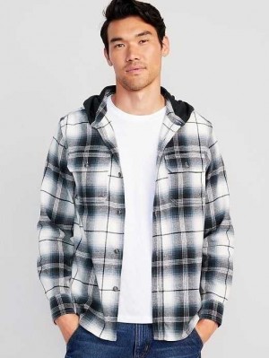 Old Navy Mit Kapuze Flannel Shacket Hemd Herren Navy | 2704FVQYA