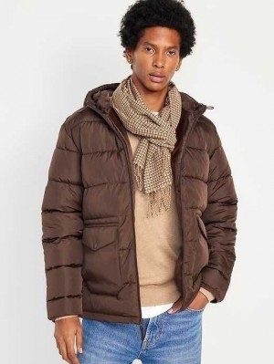 Old Navy Mit Kapuze Gesteppt Puffer Jacket Mäntel Herren Kaffee | 4093ZAVTU