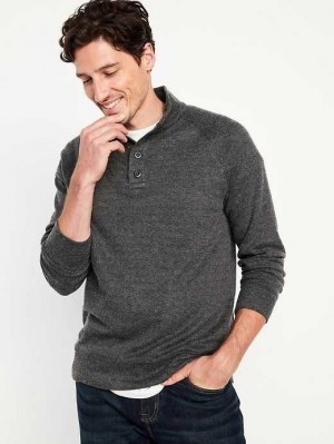 Old Navy Mock-Neck Button-Front Pullover Pullover T-shirts Herren Dunkelgrau | 4837RTXYD