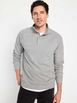 Old Navy Mock-Neck Button-Front Pullover Pullover T-shirts Herren Hellgrau | 8452FXJER