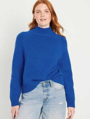 Old Navy Mock-Neck Cropped Pullover Strickjacke Damen Blau | 2074VWHPS