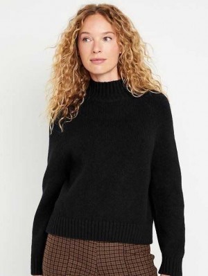 Old Navy Mock-Neck Cropped Pullover Strickjacke Damen Schwarz | 2831PDEAJ