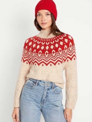 Old Navy Mock-Neck Cropped Pullover Strickjacke Damen Rot | 1356LDNRF