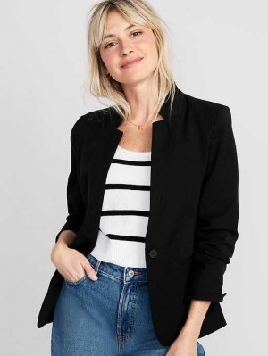 Old Navy Notched-Collar Pixie Blazer Mäntel Damen Schwarz | 0564GEHCD