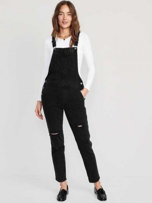Old Navy OG Gerade Black-Wash Ripped Jean Overalls Jeans Damen Schwarz | 1497TAGJY