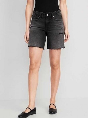 Old Navy OG Loose Black-Wash Ripped Cut-Off Jean Shorts Kurze Hose Damen Schwarz | 2835ZLYQS