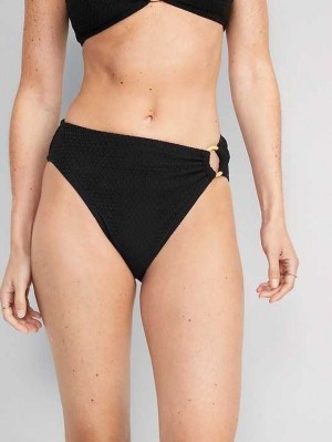 Old Navy O-Ring Crochet-Knit French-Cut Bikini Swim Bottoms Badeanzüge Damen Schwarz | 2839FAPDR