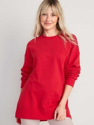 Old Navy Oversized Boyfriend Garment-Dyed Tunic Sweatshirt Sweatshirt Damen Rot | 7613KAQBC