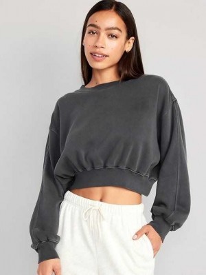 Old Navy Oversized Cropped Fleece Sweatshirt Sweatshirt Damen Panther | 2715KAFQH