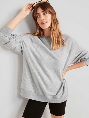 Old Navy Oversized French Terry Tunic Sweatshirt Sweatshirt Damen Grau | 7965QJHIW