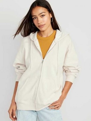 Old Navy Oversized Full-Zip Hoodie Hoodie Damen Beige | 2907ASFLM