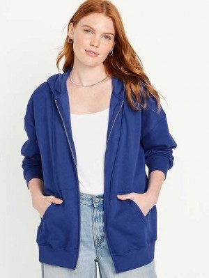 Old Navy Oversized Full-Zip Hoodie Hoodie Damen Blau | 4786MPRJH