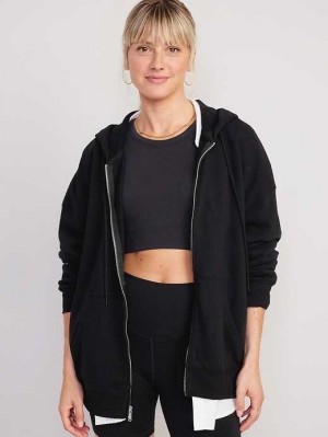 Old Navy Oversized Full-Zip Hoodie Hoodie Damen Schwarz | 9367JUVBZ