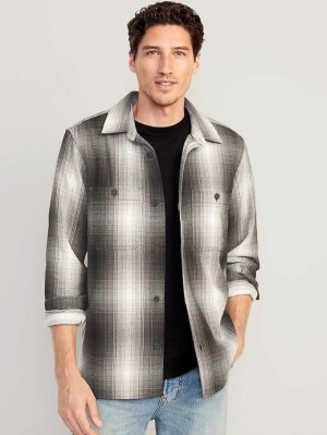Old Navy Oversized Plaid Twill Shacket Hemd Herren Schwarz Weiß | 3691ZOVHP