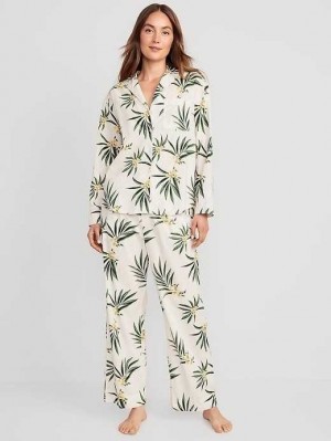 Old Navy Oversized Printed Poplin Pajama Set Pyjama Damen Rosa | 4058UPTDF
