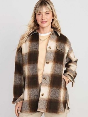 Old Navy Oversized Soft-Brushed Shacket Mäntel Damen Braun | 3860KIYVP