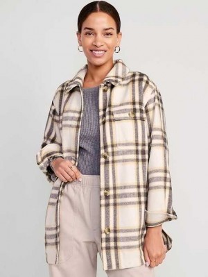 Old Navy Oversized Soft-Brushed Shacket Mäntel Damen Weiß | 6728EMSDC