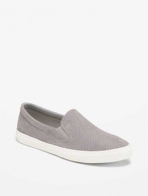 Old Navy Perforated Faux-Wildleder Slip-On Sneakers Sneakers Damen Cinder Smoke | 4350XUVMK