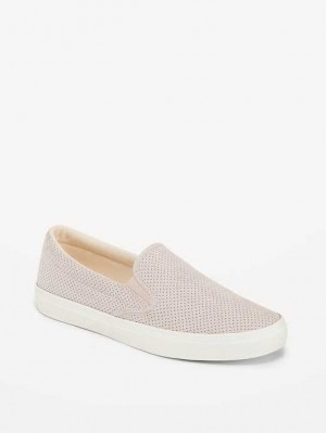 Old Navy Perforated Faux-Wildleder Slip-On Sneakers Sneakers Damen Hell | 6982QCXKT