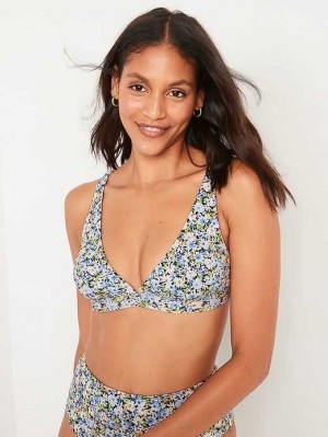 Old Navy Pique Klassische Plunge Triangle Bikini Swim Top Badeanzüge Damen Blau | 9356EFSOQ