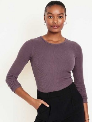 Old Navy Plush Long-Sleeve Crew-Neck T-Shirt T-shirts Damen Wild Currant | 5938QGMFD