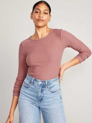 Old Navy Plush Long-Sleeve Crew-Neck T-Shirt T-shirts Damen Rot | 7512GWTSZ
