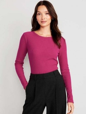 Old Navy Plush Long-Sleeve Crew-Neck T-Shirt T-shirts Damen Rosa | 8504CNUDF