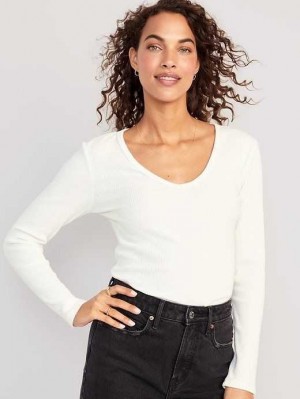 Old Navy Plush Long-Sleeve V-Neck T-Shirt T-shirts Damen Hellblau | 6914NDTSM