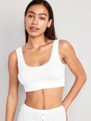 Old Navy Pointelle-Knit Bralette Top Pyjama Damen Weiß | 4306EGAMP