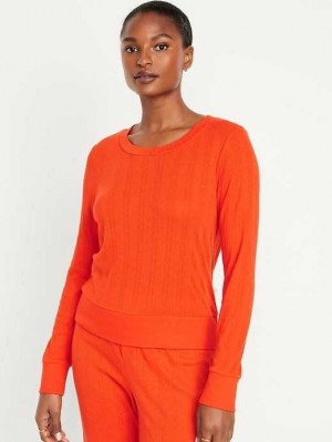 Old Navy Pointelle-Knit Cropped Pajama Top Pyjama Damen Hot Tamale | 2497WVQZM