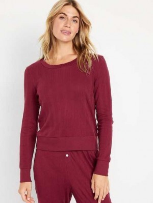 Old Navy Pointelle-Knit Cropped Pajama Top Pyjama Damen Rot Bordeaux | 4085WZCGE