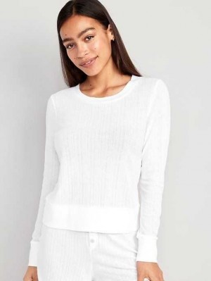 Old Navy Pointelle-Knit Cropped Pajama Top Pyjama Damen Weiß | 5601RJAWM