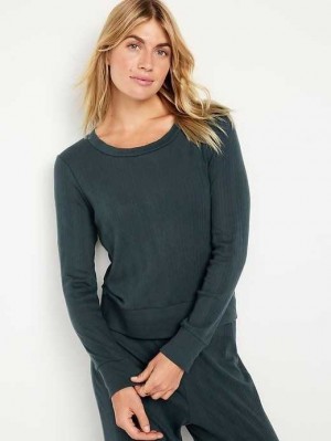 Old Navy Pointelle-Knit Cropped Pajama Top Pyjama Damen Tiefesgrün | 5621SBHYU