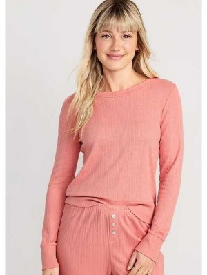 Old Navy Pointelle-Knit Cropped Pajama Top Pyjama Damen Koralle | 6832STFJV
