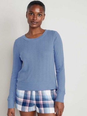 Old Navy Pointelle-Knit Cropped Pajama Top Pyjama Damen Blau | 8274SMAKG