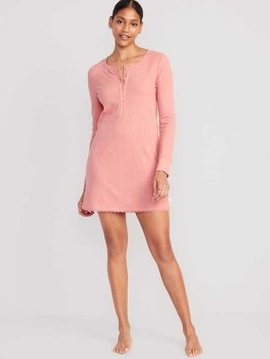 Old Navy Pointelle-Knit Henley Nightgown Pyjama Damen Koralle | 8964IKEFV