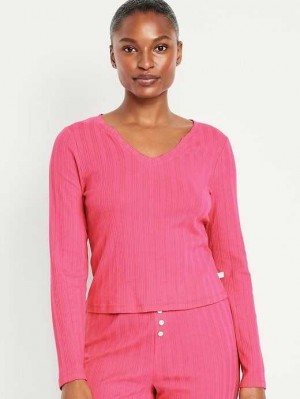 Old Navy Pointelle Knit Pajama Top Pyjama Damen Rosa | 1920VQDLX