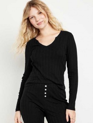 Old Navy Pointelle Knit Pajama Top Pyjama Damen Schwarz | 9132UISZX